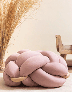 Rose Pink Vegan Suede Knot Floor Cushion